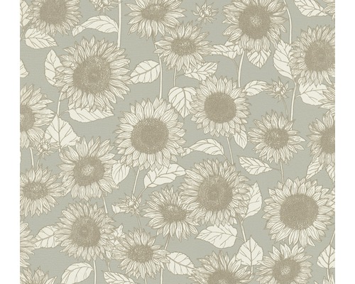 Vliestapete 37685-2 New Life Blumen grau beige Tapete mit Sonnenblumenmuster