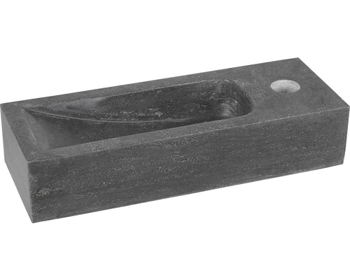 Lave-mains NEVA pierre naturelle sans revêtement noir 38x14 cm