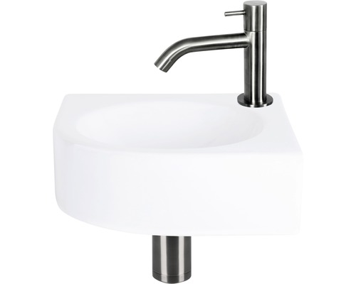 Keramik Waschbecken mit Edelstahl Armatur