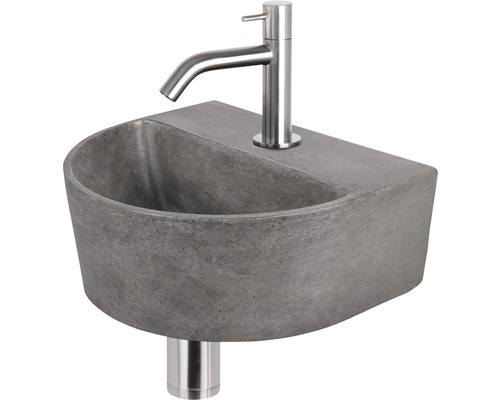 Handwaschbecken - Set inkl. Standventil DEMI Beton mit Beschichtung grau 30x25 cm