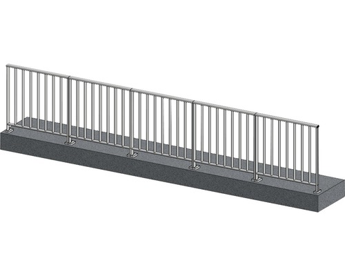 Geländerset Pertura Triton G-Form Aluminium 5 m anthrazit für Bodenmontage