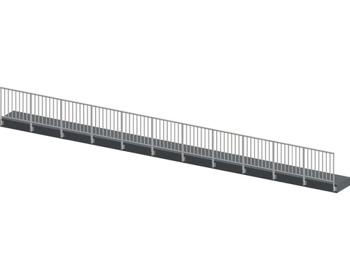 Set complet de balustrade Pertura Triton forme en G aluminium 11 m taupe pour montage latéral