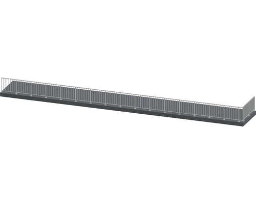 Set complet de balustrade Pertura Triton forme en L aluminium 18,5 m anthracite pour montage au sol