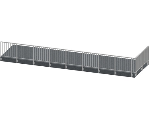 Set complet de balustrade Pertura Triton forme en L aluminium 10,5 m taupe pour montage latéral