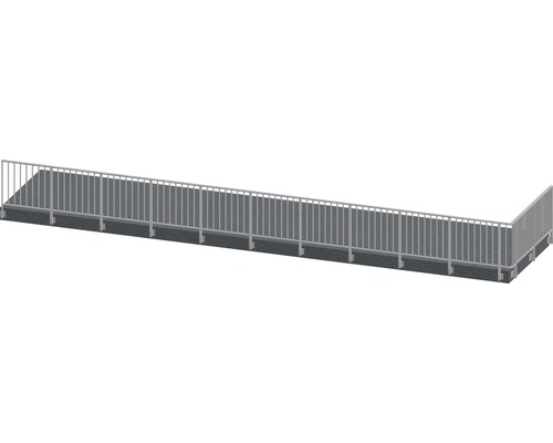 Set complet de balustrade Pertura Triton forme en L aluminium 12,5 m taupe pour montage latéral