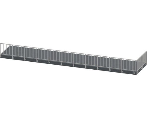 Set complet de balustrade Pertura Triton forme en L aluminium 13,5m anthracite pour montage latéral