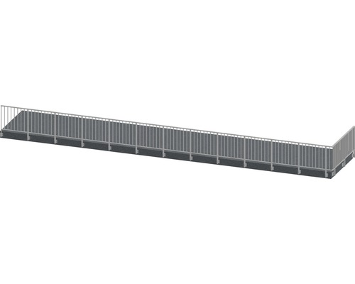 Set complet de balustrade Pertura Triton forme en L aluminium 14,5 m taupe pour montage latéral