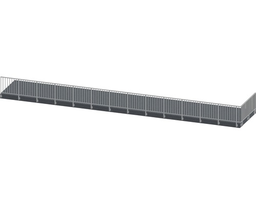 Set complet de balustrade Pertura Triton forme en L aluminium 15,5 m taupe pour montage latéral