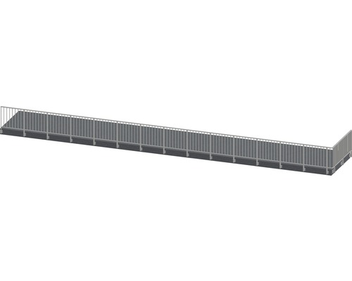 Set complet de balustrade Pertura Triton forme en L aluminium 16,5 m taupe pour montage latéral