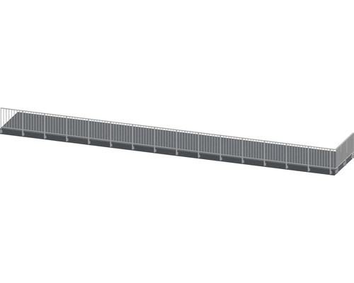 Set complet de balustrade Pertura Triton forme en L aluminium 17,5 m taupe pour montage latéral