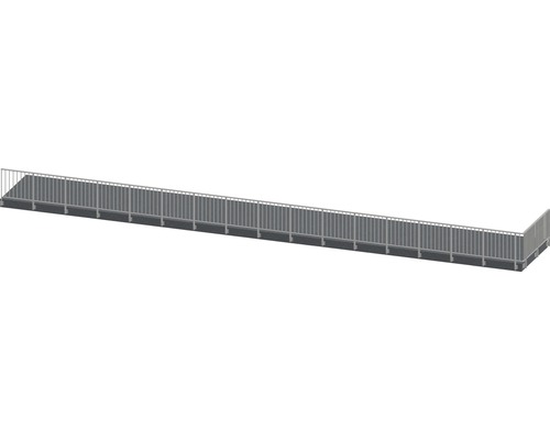 Set complet de balustrade Pertura Triton forme en L aluminium 18,5 m taupe pour montage latéral