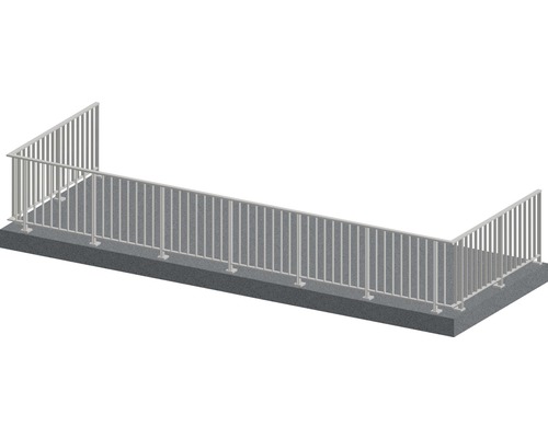 Set complet de balustrade Pertura Triton forme en U aluminium 11 m taupe pour montage au sol