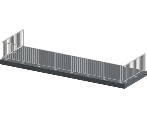 Set complet de balustrade Pertura Triton forme en U aluminium 12 m taupe pour montage au sol