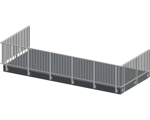 Set complet de balustrade Pertura Triton forme en U aluminium 10 m taupe pour montage latéral