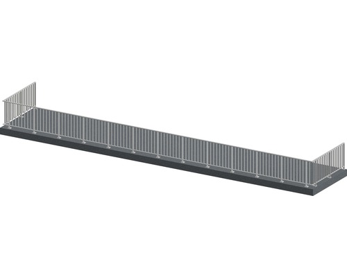 Geländerset Pertura Triton U-Form Aluminium 17 m taupe für Bodenmontage
