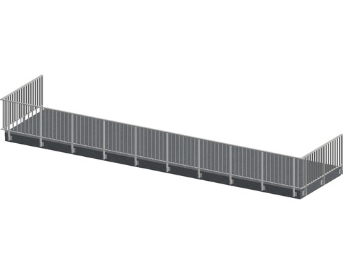 Geländerset Pertura Triton U-Form Aluminium 14 m anthrazit für Seitenmontage
