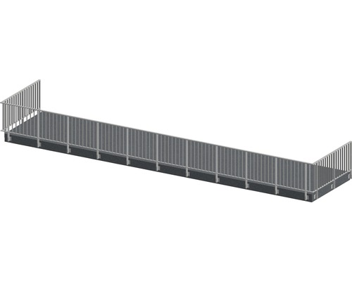 Geländerset Pertura Triton U-Form Aluminium 15 m anthrazit für Seitenmontage