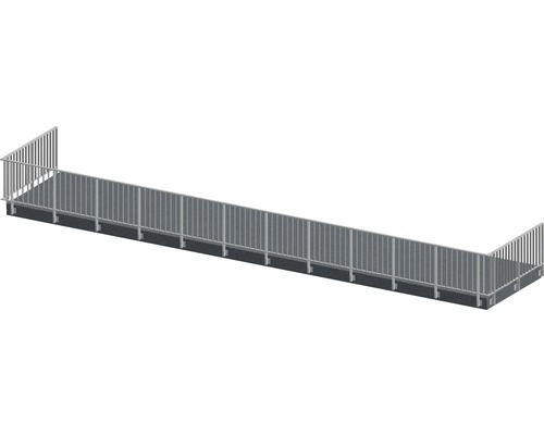 Geländerset Pertura Triton U-Form Aluminium 16 m anthrazit für Seitenmontage