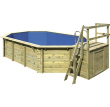 Piscine en bois avec échelle et plateforme