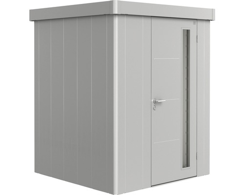 Remise à outils biohort Neo 1A porte standard 180 x 180 cm argent métallique Abri de jardin en métal avec porte et fenêtre latérale