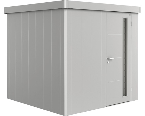 Gerätehaus biohort Neo 2B Standardtür 236 x 236 cm silber-metallic