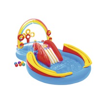 Pataugeoire gonflable avec toboggan, arc-en-ciel et jet d''eau pour enfants