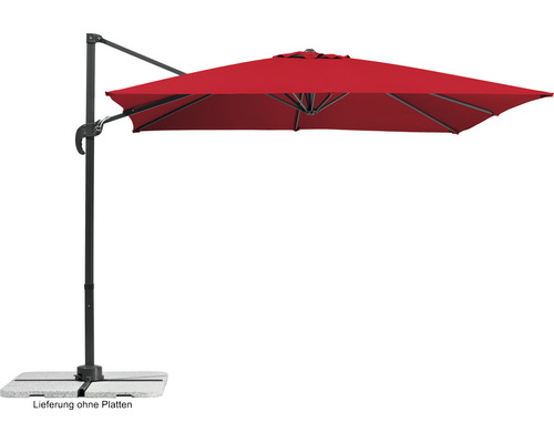Parasol déporté avec abat-jour rectangulaire et pied en croix