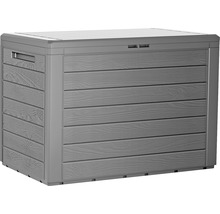 Graue Gerätebox aus Kunststoff mit Holzoptik