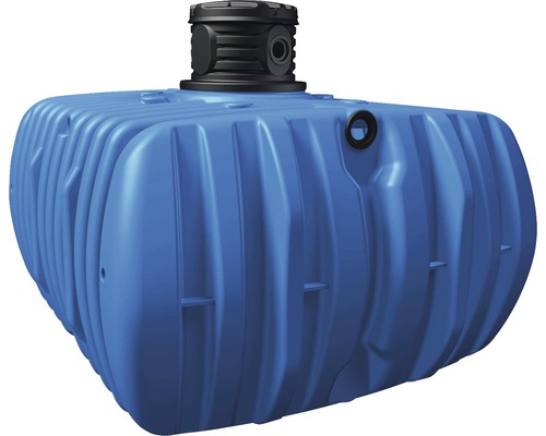 Cuve plate 4rain Flat L Pack 5000 l jardin (livraison franco bord de trottoir non déchargée) Citerne d''eau de pluie bleue avec dôme noir