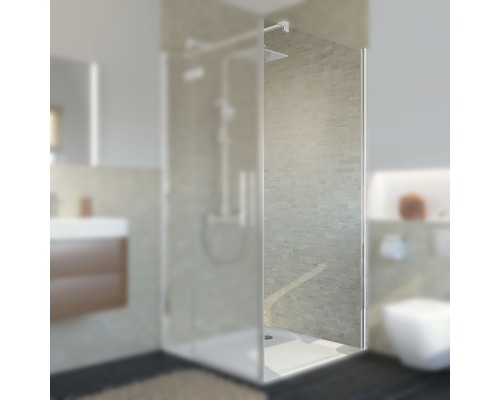 Douche à l''italienne avec pommeau de douche carré dans une salle de bain