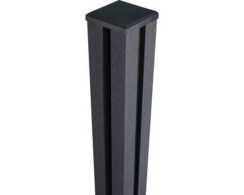 Poteau en bois composite GroJa Flex avec chapeau à visser 10 x 10 x 190 cm anthracite
