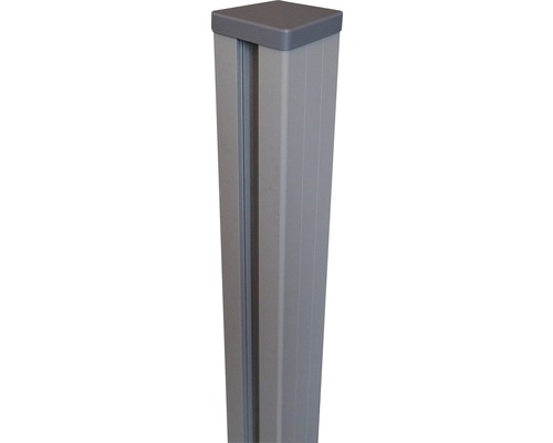 Poteau aluminium GroJa Flex/Lumino avec chapeau DB703 à sceller dans le béton 9 x 9 x 240 cm gris argent