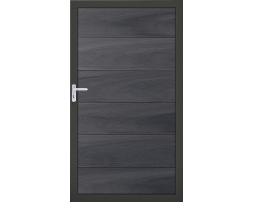 Portail à un vantail Novara 100x180 cm gris pierre co-extrudé, cadre anthracite