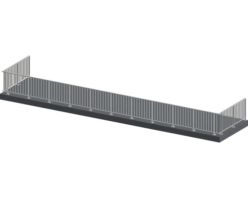 Geländerset Pertura Triton U-Form Aluminium 16 m anthrazit für Bodenmontage