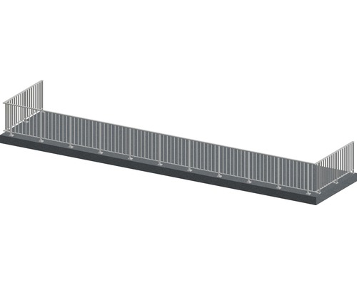 Geländerset Pertura Triton U-Form Aluminium 16 m taupe für Bodenmontage