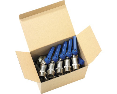 Kugelauslaufventil GEKA 3/4" MS PROFIPACK, 10 Stück Karton mit mehreren Absperrhähnen mit Griff