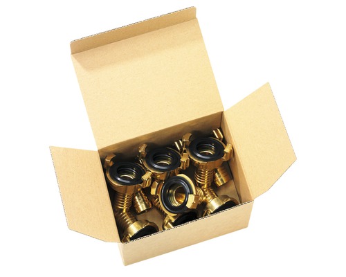 Schlauchstück GEKA 1" MS PROFIPACK, 10 Stück Offener Karton mit mehreren Storzkupplungen aus Messing