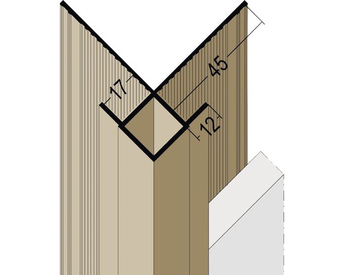 Protège angle pour dalle en ardoise 3000x62 mm Illustration d''un profilé d''angle avec dimensions