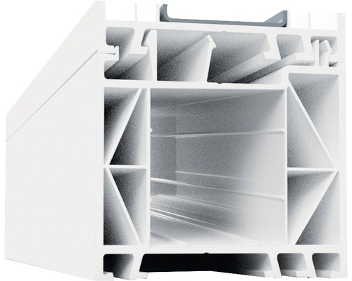 Profilé d'élargissement 60 mm ARON Basic blanc/blanc longueur 1400 mm Coupe transversale d''un profilé de fenêtre
