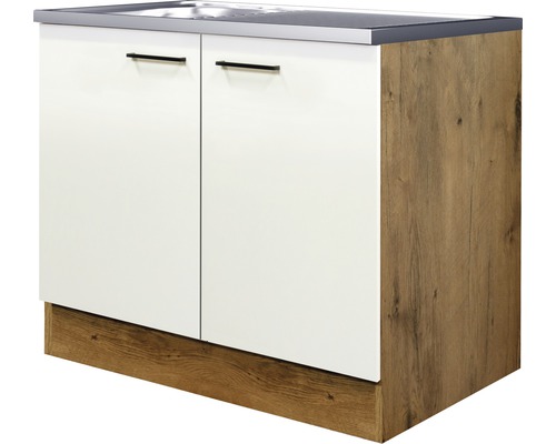 Spülenschrank Flex-Well Vintea 100 cm magnolia matt