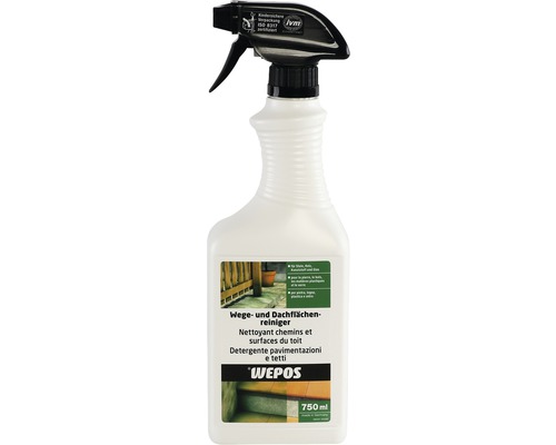 Wepos Nettoyant pour allées et toiture 750 ml WEPOS Nettoyant pour allées et toitures, flacon de 750 ml