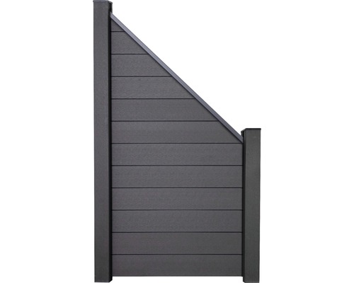 Module clôture brise-vue avec système d'enfichage 180x90cm biseauté gris anthracite, sans poteaux