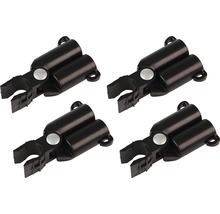 Quatre supports de fixation à clip noirs pour tubes