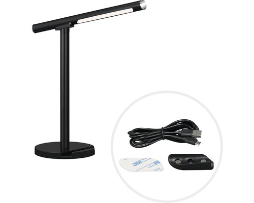 Lampe de bureau noire tech à led et port usb Couleur noir Millumine