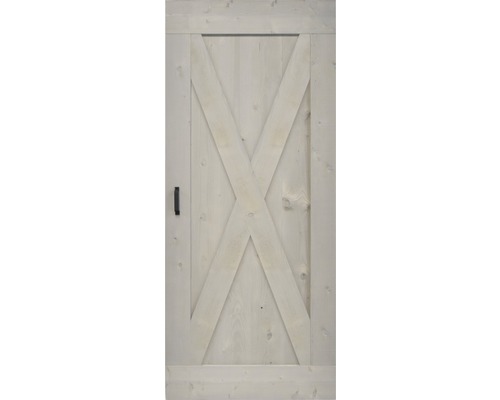 Holztür mit X-Motiv und Griff