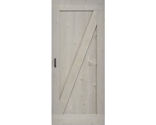 Holztür mit diagonalem Designelement und Griff