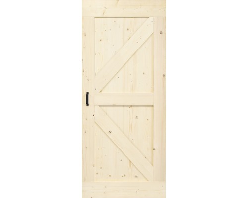 Holztür mit Z-förmigem Design und schwarzem Griff