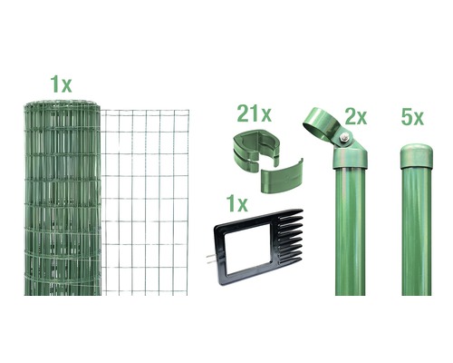 Alberts Schweissgitter »Fix-Clip Pro®«, (Set), 100 cm hoch, 10 m, grün beschichtet, zum Einbetonieren