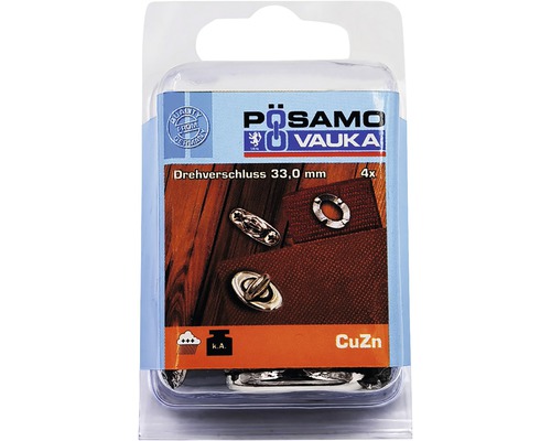 Drehverschluss Pösamo 33 mm Messing vernickelt 4 Stück Drehverschluss Pösamo 33 mm Messing vernickelt 4 Stück