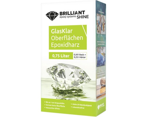 BrilliantShine Surfaces en résine époxy résine de coulée 750 ml Brilliant Shine Glasklar Résine époxy de surface 0,75 litre Emballage